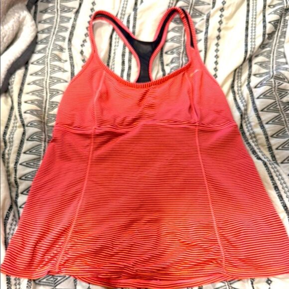 Orange Red Nike Striped Racerback Tank Top Shirt Women’s Large - Picture 1 of 5